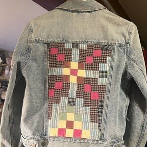 Denim Jacket with Colorful Patchwork